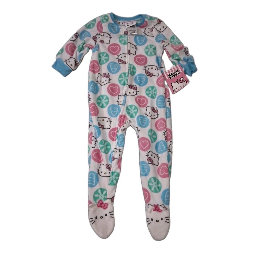 Hello Kitty Sleeper Size 12m Baby Toddler One Piece Footed Pajamas PJs Warm Soft